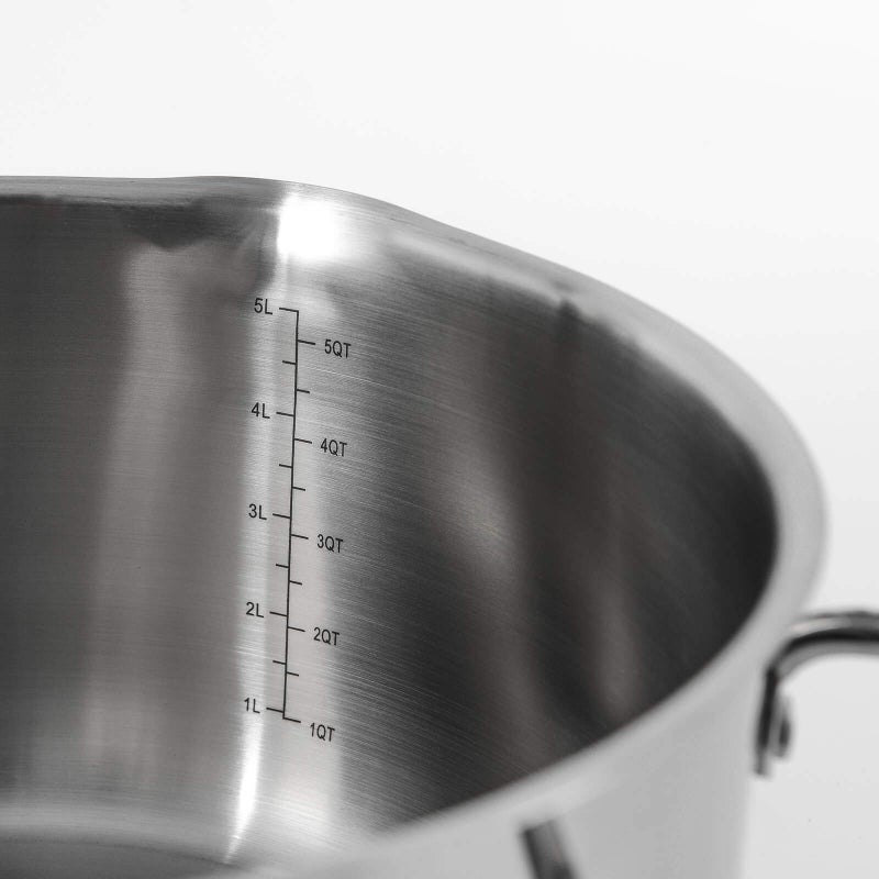 Rorence Stainless Steel Stock Pot with Lid: 6 Quart Stockpot Pasta Pot with Two Side Spouts, capsule Bottom, Strainer Glass Lid - Image 3
